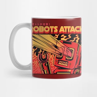 Retro Sci Fi Robots Attack! Mug